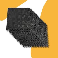 Tapete negro para piso de gym 12 pz